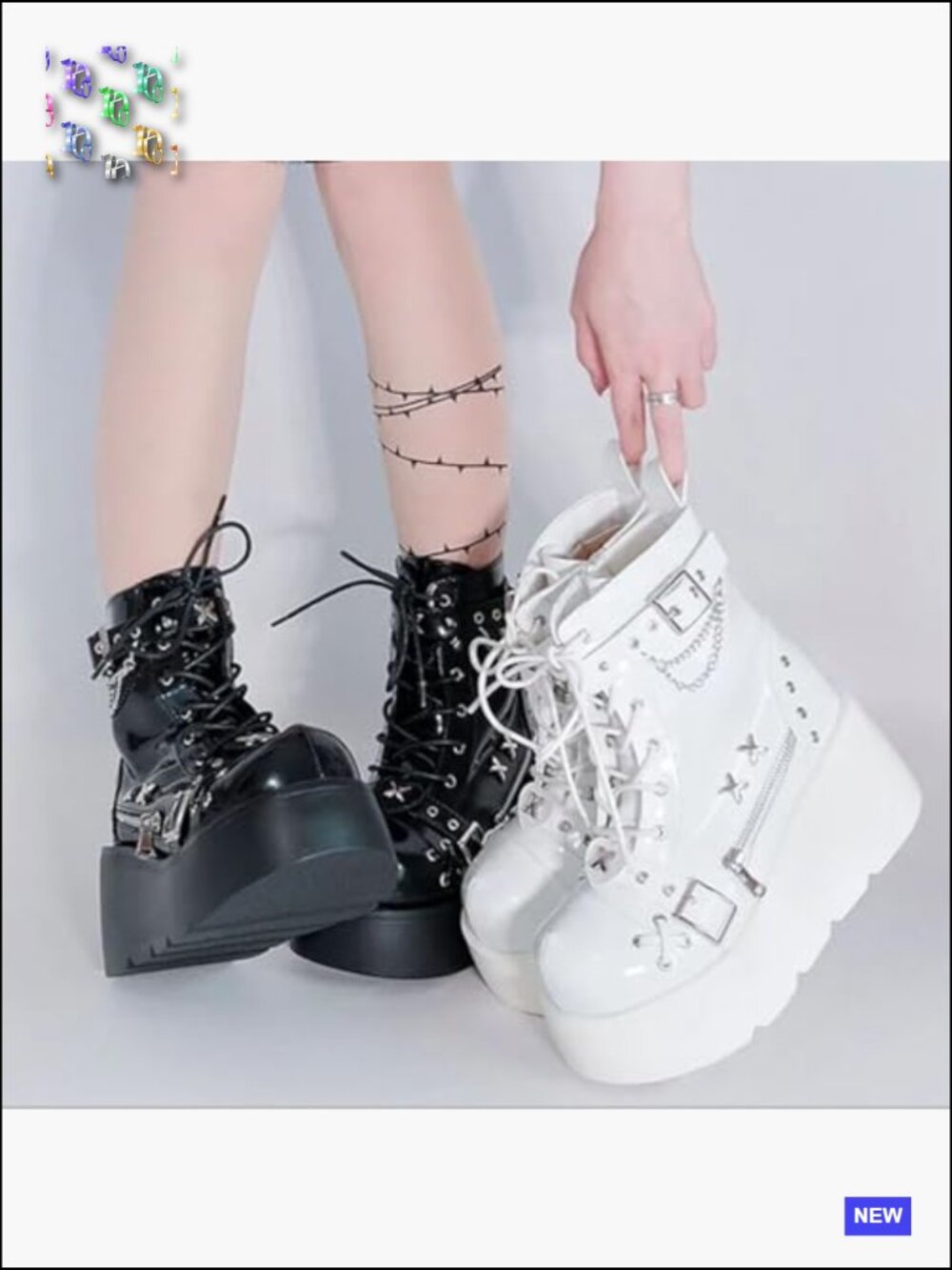 Womens Goth Platform Ankle Boots with Bat Wing Buckles Chunky Block Heels Round - Picture 2 of 6